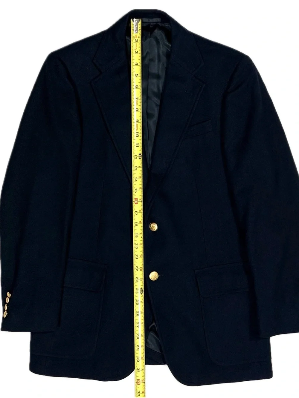 Vtg Stanley Blacker Lord Taylor Woolmark Navy Gold Button Blazer‎ Sport Coat 40R